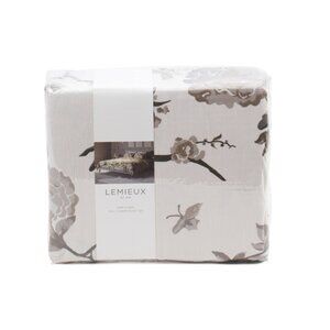 LEMIEUX ET CIE Grey 3pc Cotton Bird Floral Duvet Set
